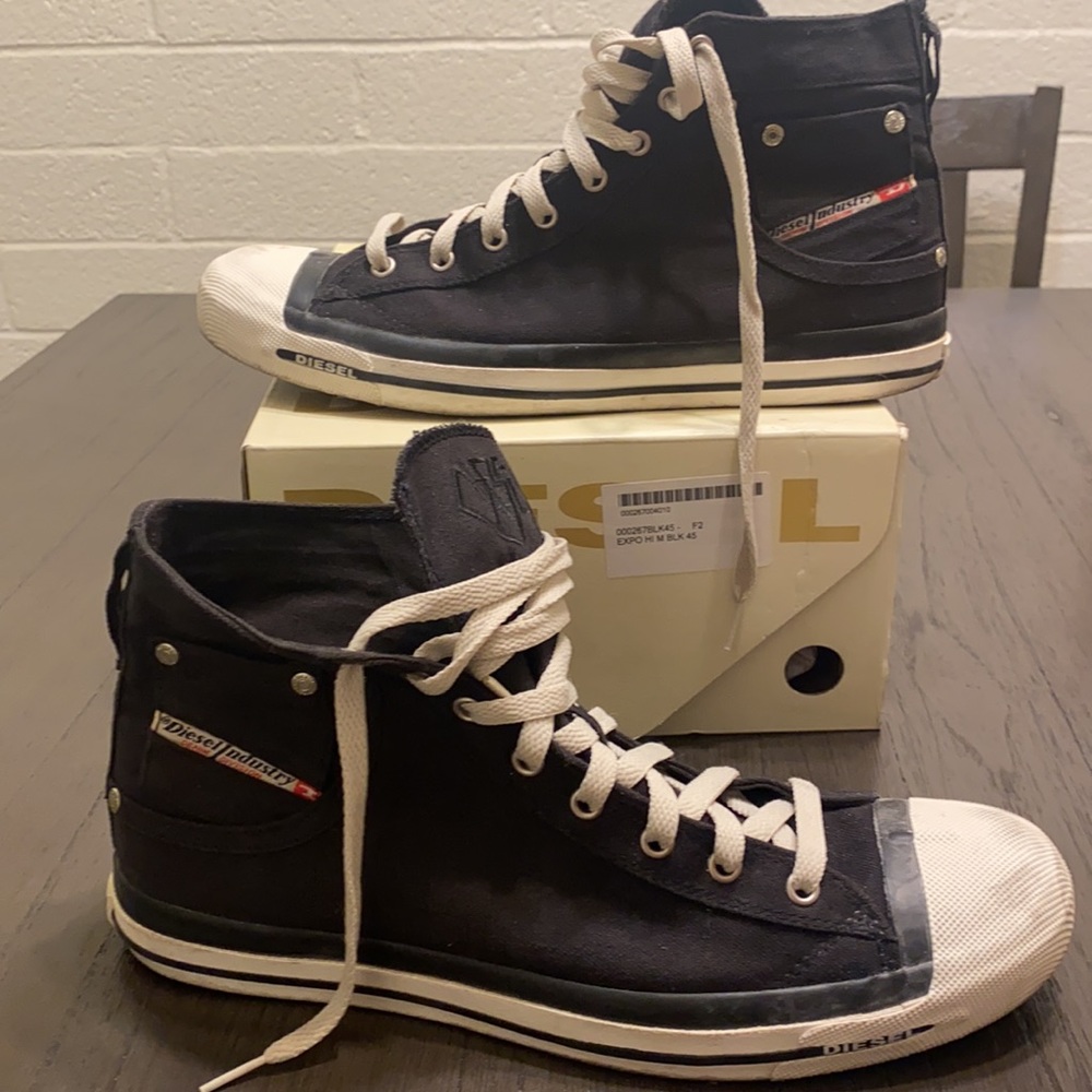 Diesel exposure black hi tops shoes